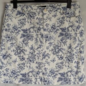 Talbots Blue and White Floral Mini Skirt